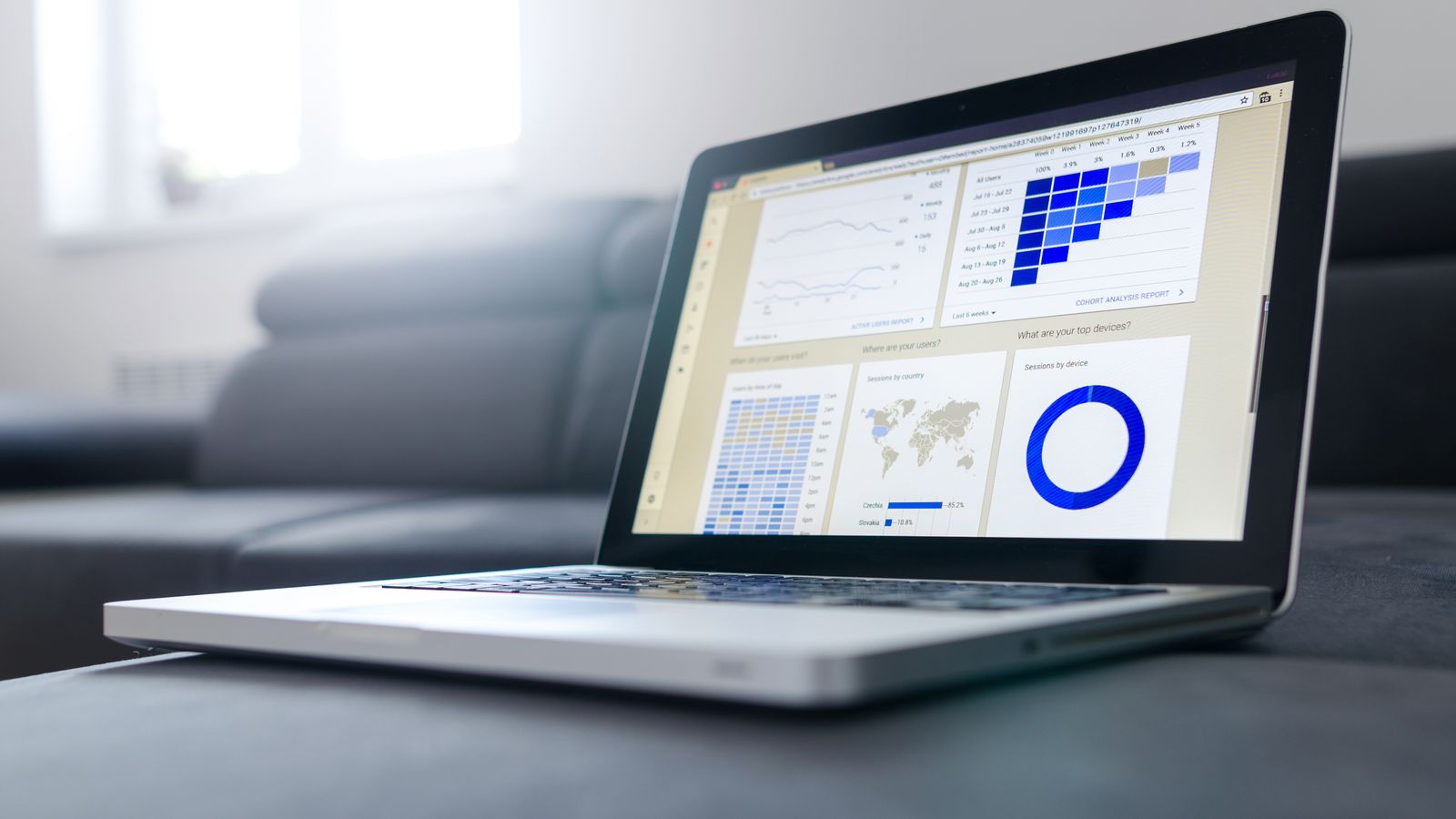 Laptop showing an analytics dashboard